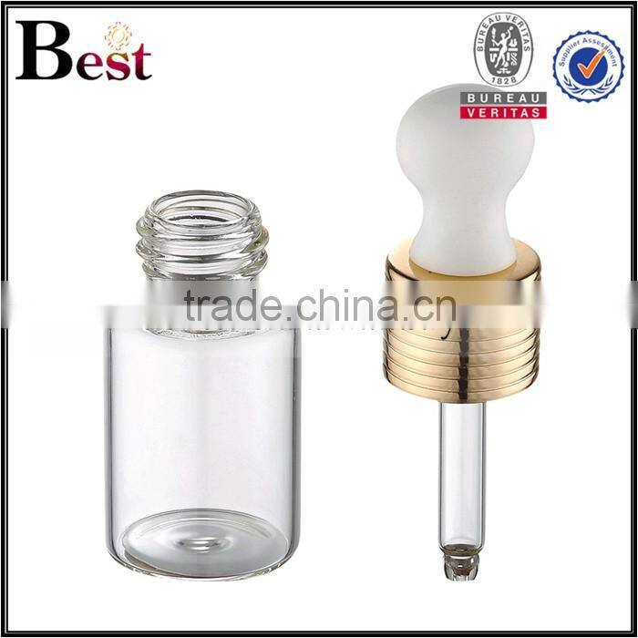 15ml 20ml 25ml 30ml clear glass bottle with aluminum collar big rubber dropper