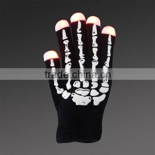 2016 Led Light Up Skull Glove/Handmade Led Finger Glove,led glove light