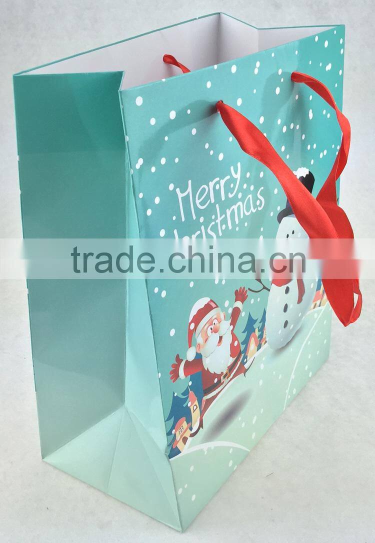 Christmas Gift Bag Red satin Ribbon and tag