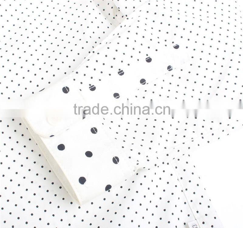 fresh white with black dots boys cotton shirt set