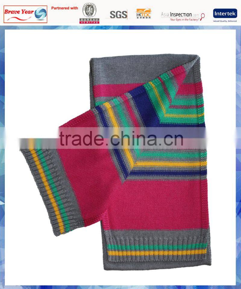 multicolor horizontal stripe scarf for young girls