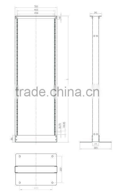 2 posts open frame rack for server