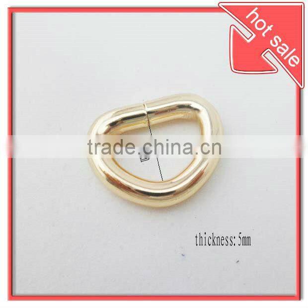 12mm small metal D ring,shiny gold plated bag ring