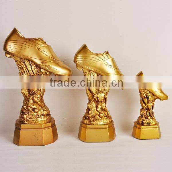 Large middle small golden soccer shoe world cup