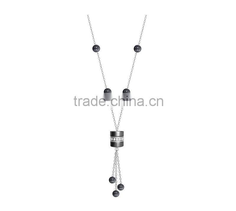 stainless steel ceramic pendant necklace double neckalce heart shape necklace