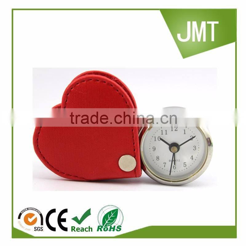 2016 new item Heart shape pretty pu leather alarm clock