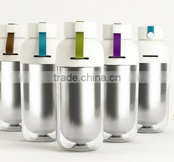 Top quality cute designed eco-friendly Insulated cups thermos 304 stainless steel vacuum mugs bottles with hammock