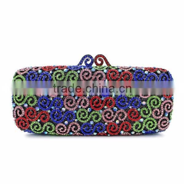 colorful crystal hard case clutch bag rhinestone crystal clutch bag (8740A-C)