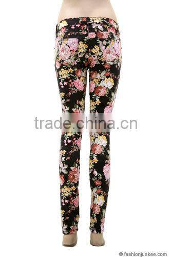 Floral Print Stretch Sexy Skinny Denim Jeans