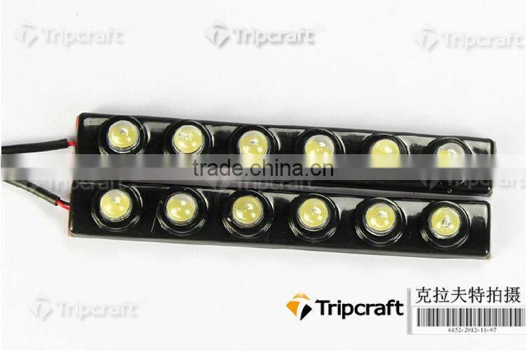 New 2X Car DIY 6 LED DRL Daytime Running Light Lamp Bar Soft Head Car Light Super White