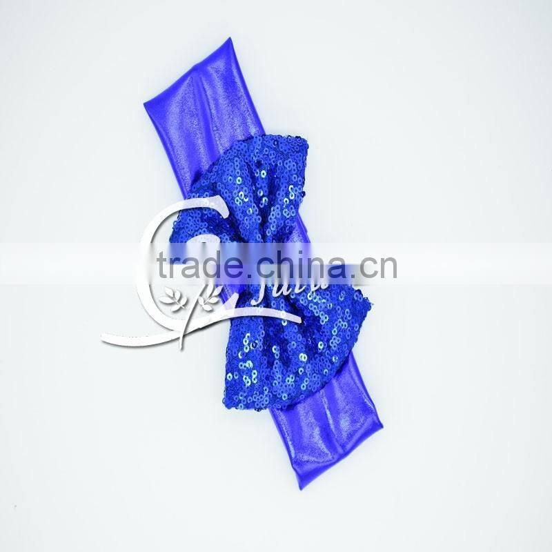 Wholesale Girls Baby Head wraps glitter sequin bowknot Turban Headwear / European style Women Stretch Twist Headband /