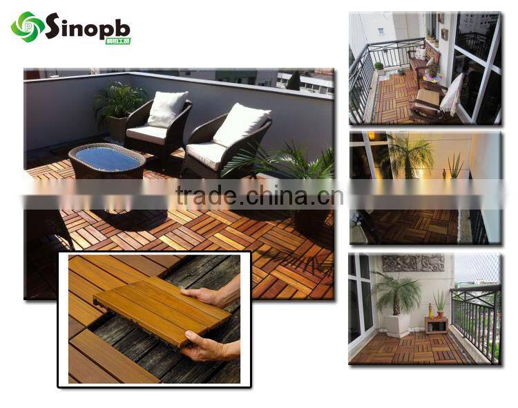 Hot Sale Merbau Wood Slat Tile with Plastic Square Base Bed