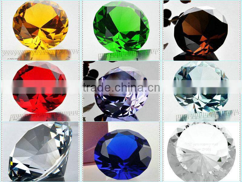 Circle Orange Paperweight Crystal Diamond For Wedding Pretty Decoration