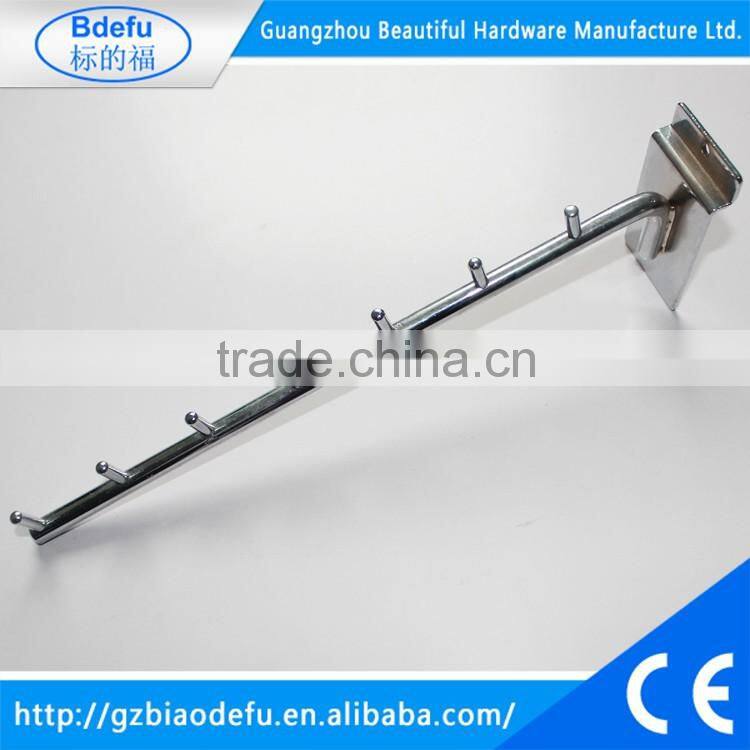 supermarket slatwall hook , chrome finish slatwall metal display hook for supermarket , Metal hook