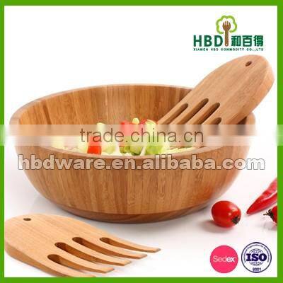 Bamboo Wooden Salad Bowls with server wholesale