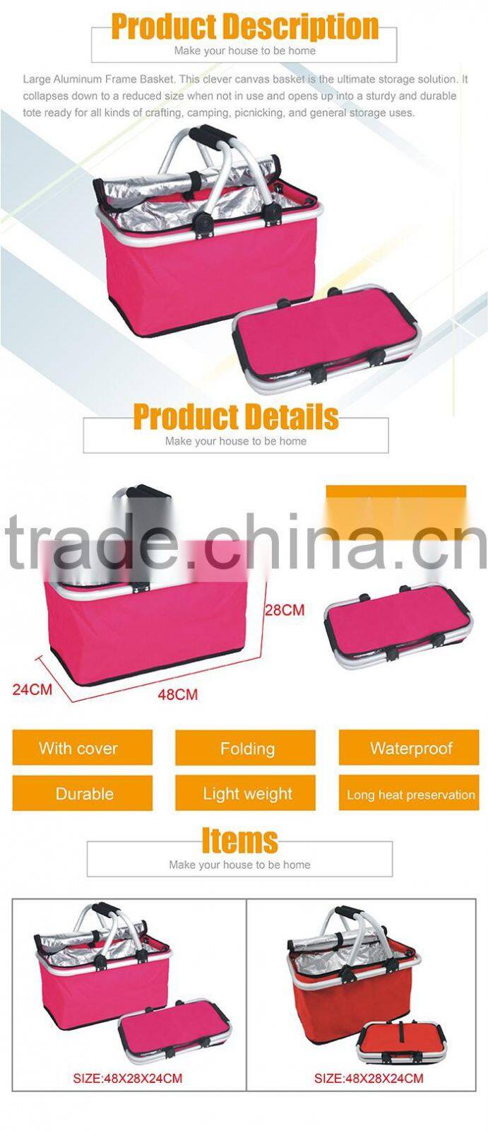 Folding Ziplock Food Packaging Bag, Hot Cool Food Carry Bag, Thermal Food Carry Bag