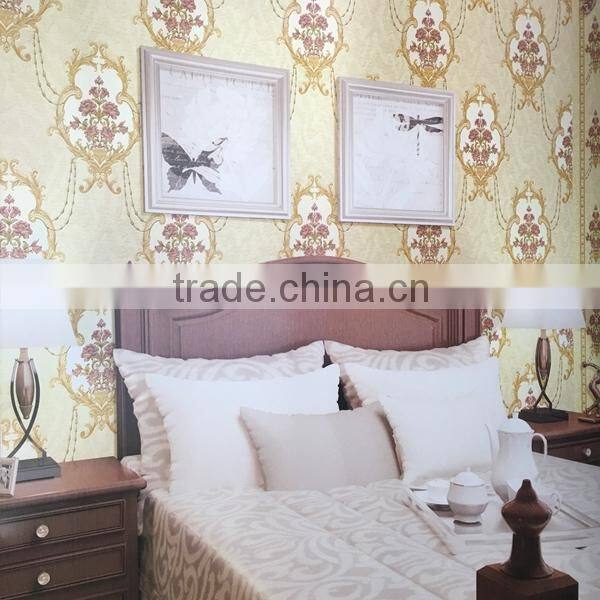 hot selling deep embossed flower basket pattern vinyl wallpaper