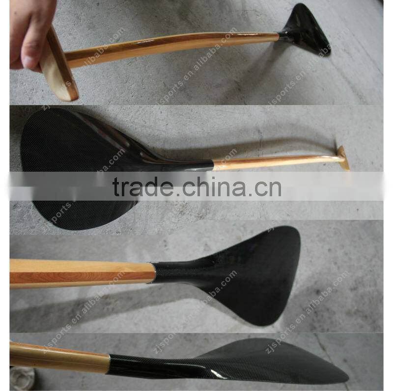 Hot Bent Timber Shaft Carbon Fiber Outrigger Canoe Paddle