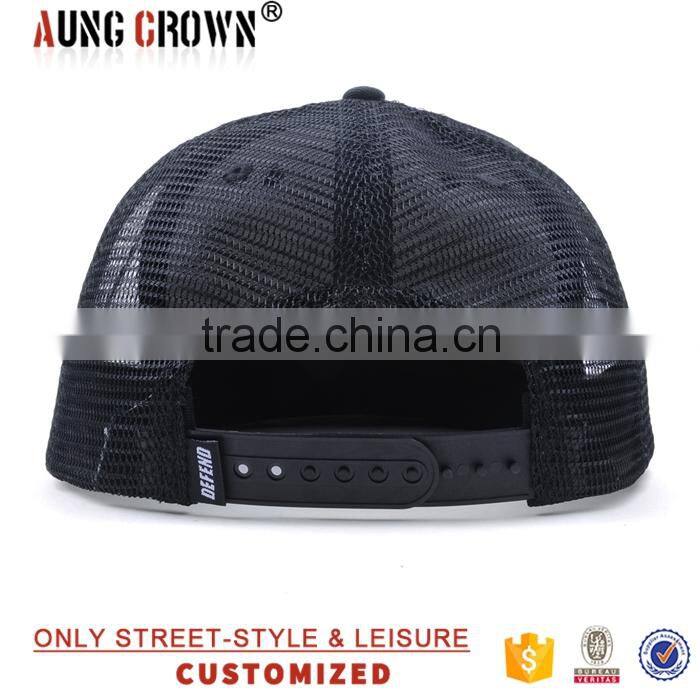 flat brim embroidery trucker hat custom