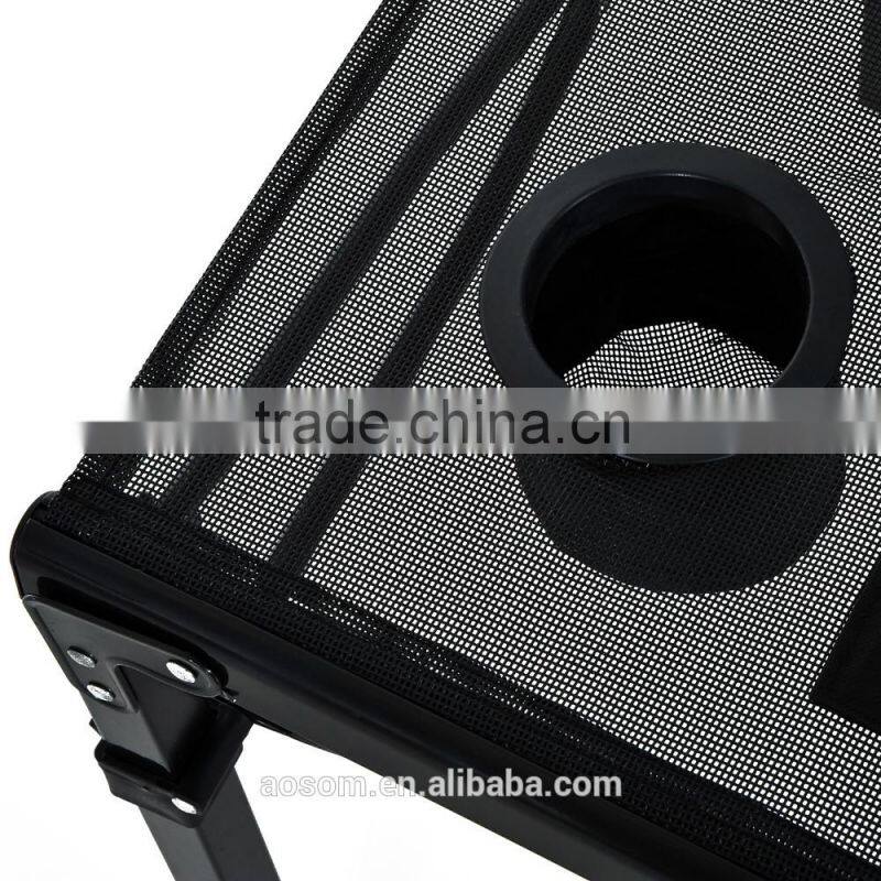 Outsunny Black Folding Camping Table with Cup Holders