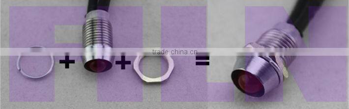 FILN 12 volt Red 8mm mounting diameter metal pilot lamp 100pcs oer bag