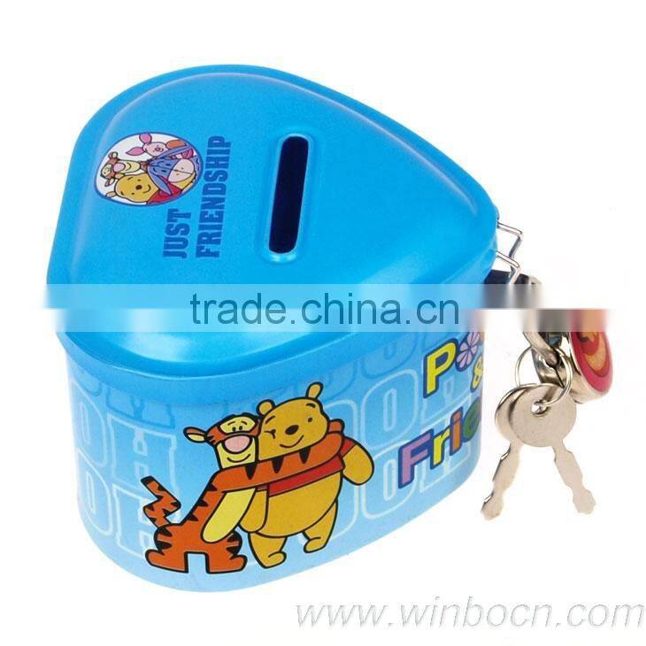 heart shaped cartoon tin kids coin purse