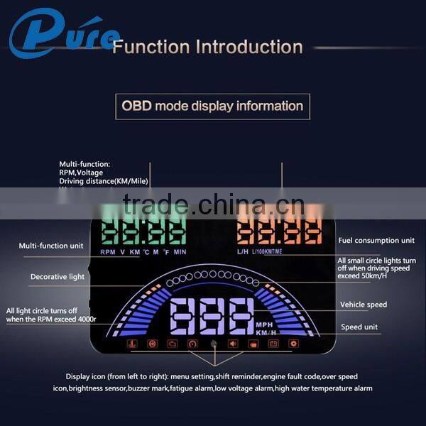Wholesale Factory price GPS and OBD Head Up Display HUD for Car With Speed and Overspeed Display