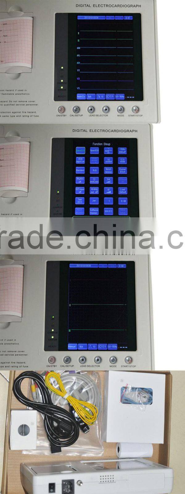 CE certificated 3 Channel Color touch screen Digital Electrocardiograph ECG machine
