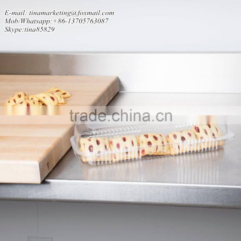 Clear Hinged Plastic Clamshell Food Container, Take Out Packaging Box for Cake, Cookie, Bread, Cheap Price
