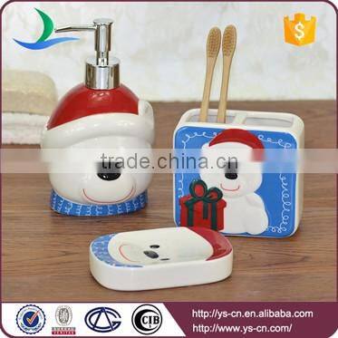 Cartoon arctic polar bear embossed ceramic christmas bathroom set
