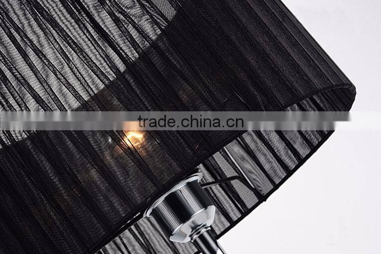 Modern design K9 black crystal table lamp with fabric lampshade