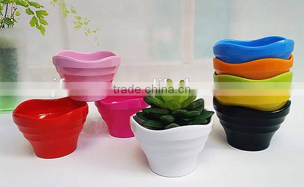 Unique shape resin bright color flower pot
