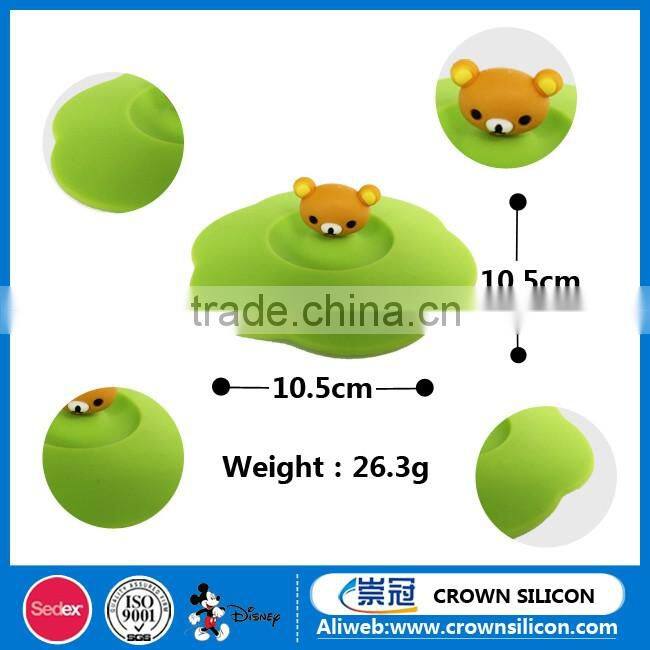 Food grade drinking heat resistance panda silicone cup lid