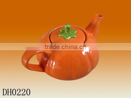 Factory direct wholesale 750cc ceramic pumpkin tea pot kettle