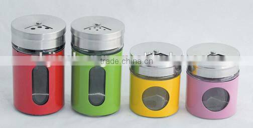colored glass stainless steel coating cruet/seasoning pot