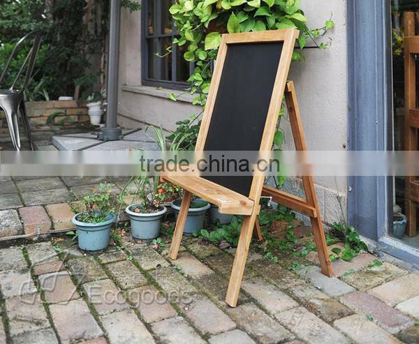 Natural colore handmade display standing wooden black board