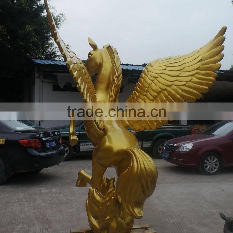 Fiberglass gold flyhorse sculpture figurine