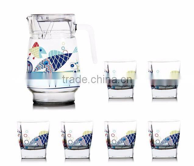 1400ml 1300ml 1000ml halloween christmas fruit color printing jug and 6pcs cups set