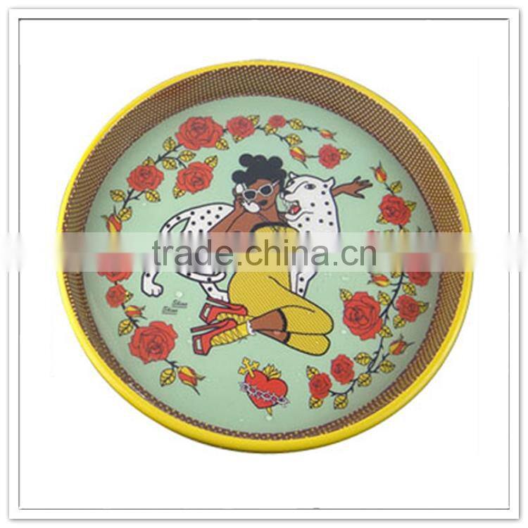 Top grade fine lady leopard printing round recycle eco plastic tray manufacturing