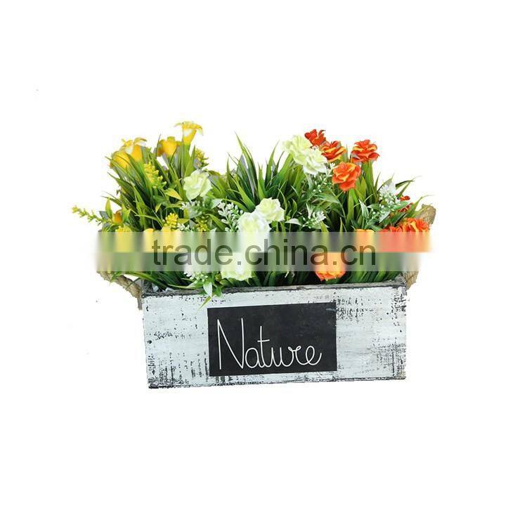 The Rectangular Offwhite Ear Wood Flowerpot