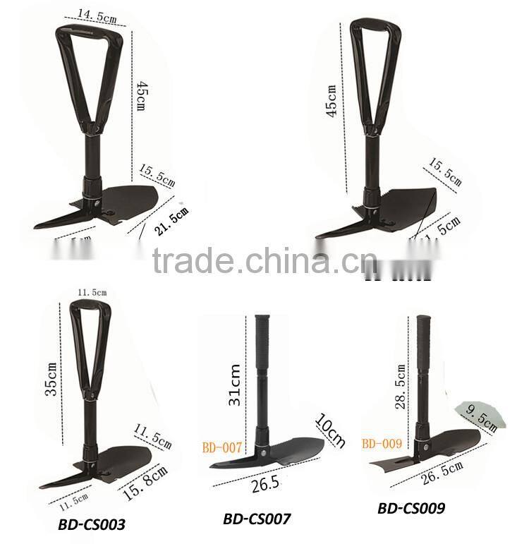 mini outdoor survival A3 steel multi-functional folding camping military shovel with pickaxe and compass