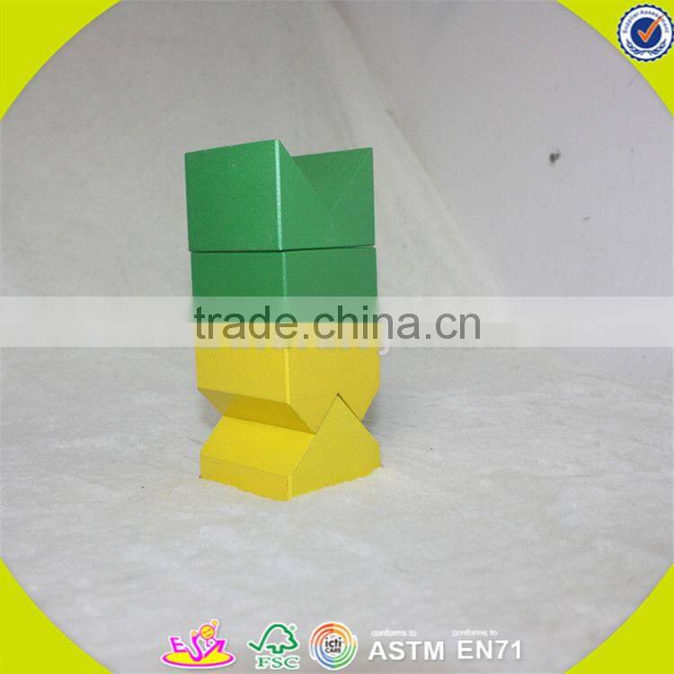 wholesale hot colorful baby wooden stacking blocks toy new fashion kids wooden stacking blocks game toy W13E070