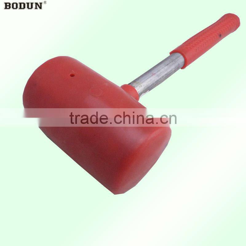 H3008 Red rubber mallet hammer with steel handle