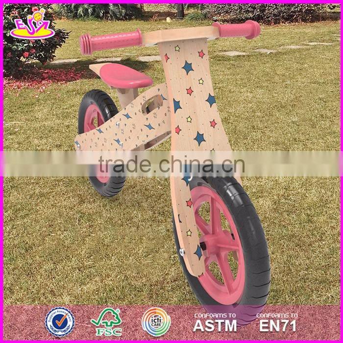 2017 Best design original work lovely wooden balance bicycles for kids W16C177