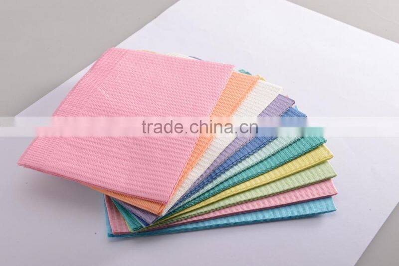 Muti-colored 2ply disposable medical waterproof dental bib with or without string