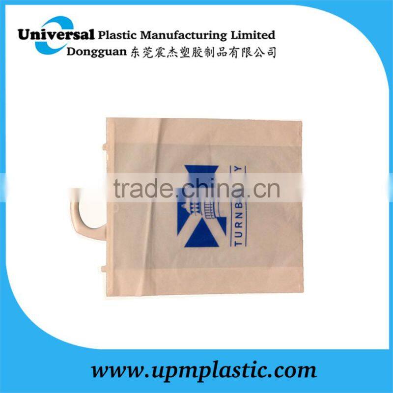 High quality clip close hard rigid handle plastic bag for shopping