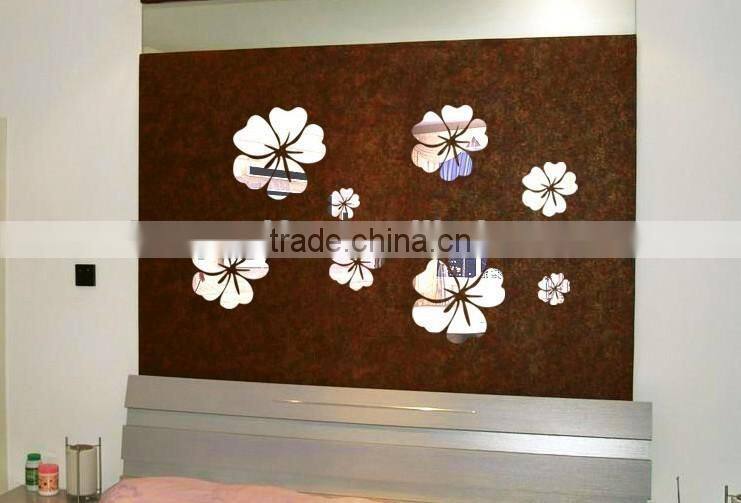 Latest decorative custom wall sticker , sitting room 3D flower mirror wall stickers