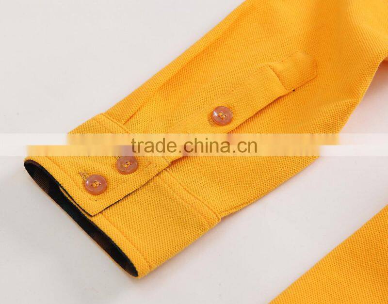 2016 long sleeve blank double mercerized cotton polo shirt