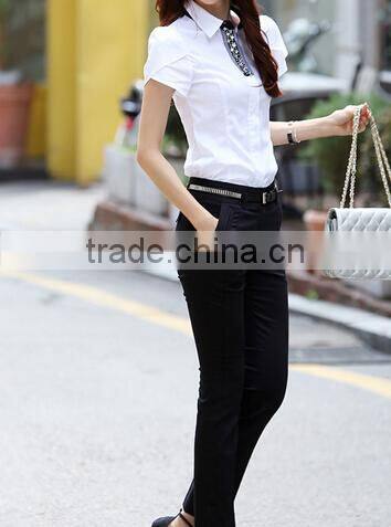 New fashion Polo collar petal sleeve lady shirt