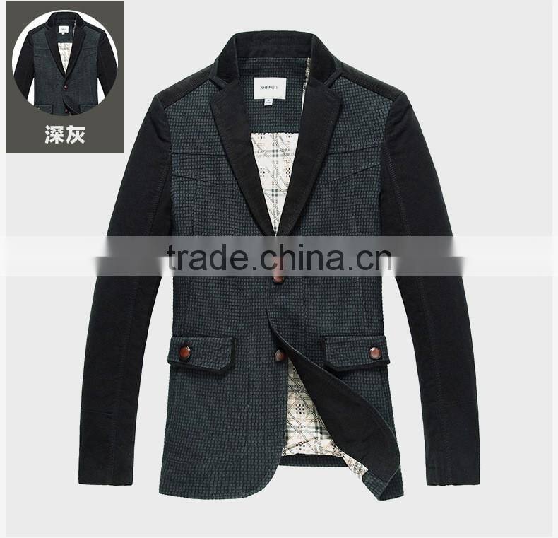 2016 new design slim fit blazer for man grid business suit 100% wool spring / autumn clothes